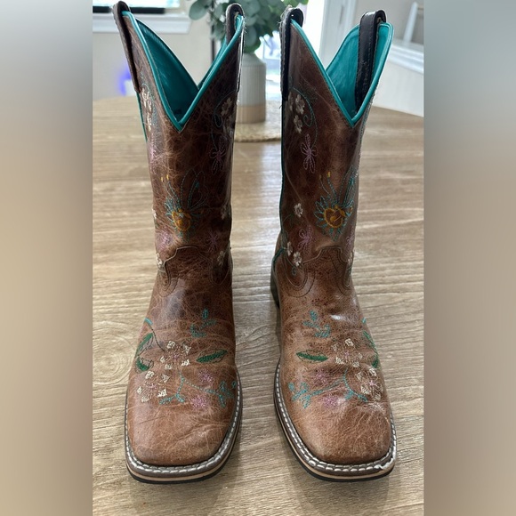 Smoky Mountain Western Boots Girls Floralie Pull On Brown 3841Y, size 5.5 youth - Picture 2 of 5